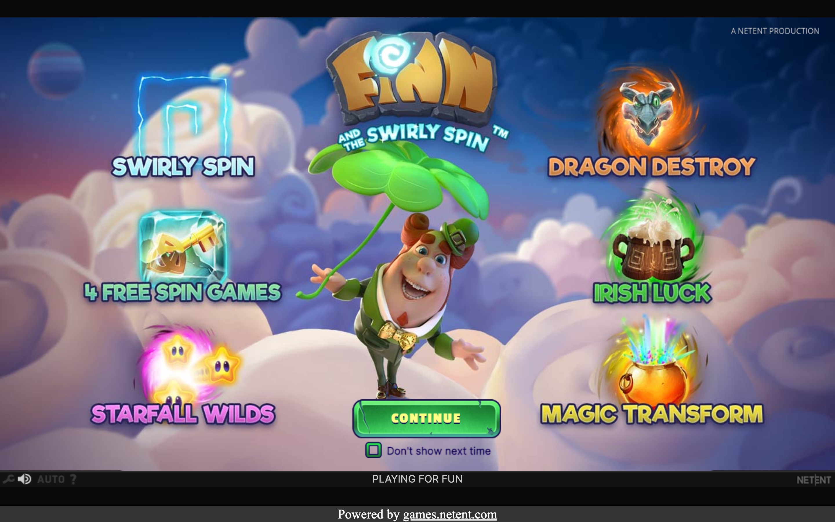 Finn and the Swirly Spin - NetEnt
