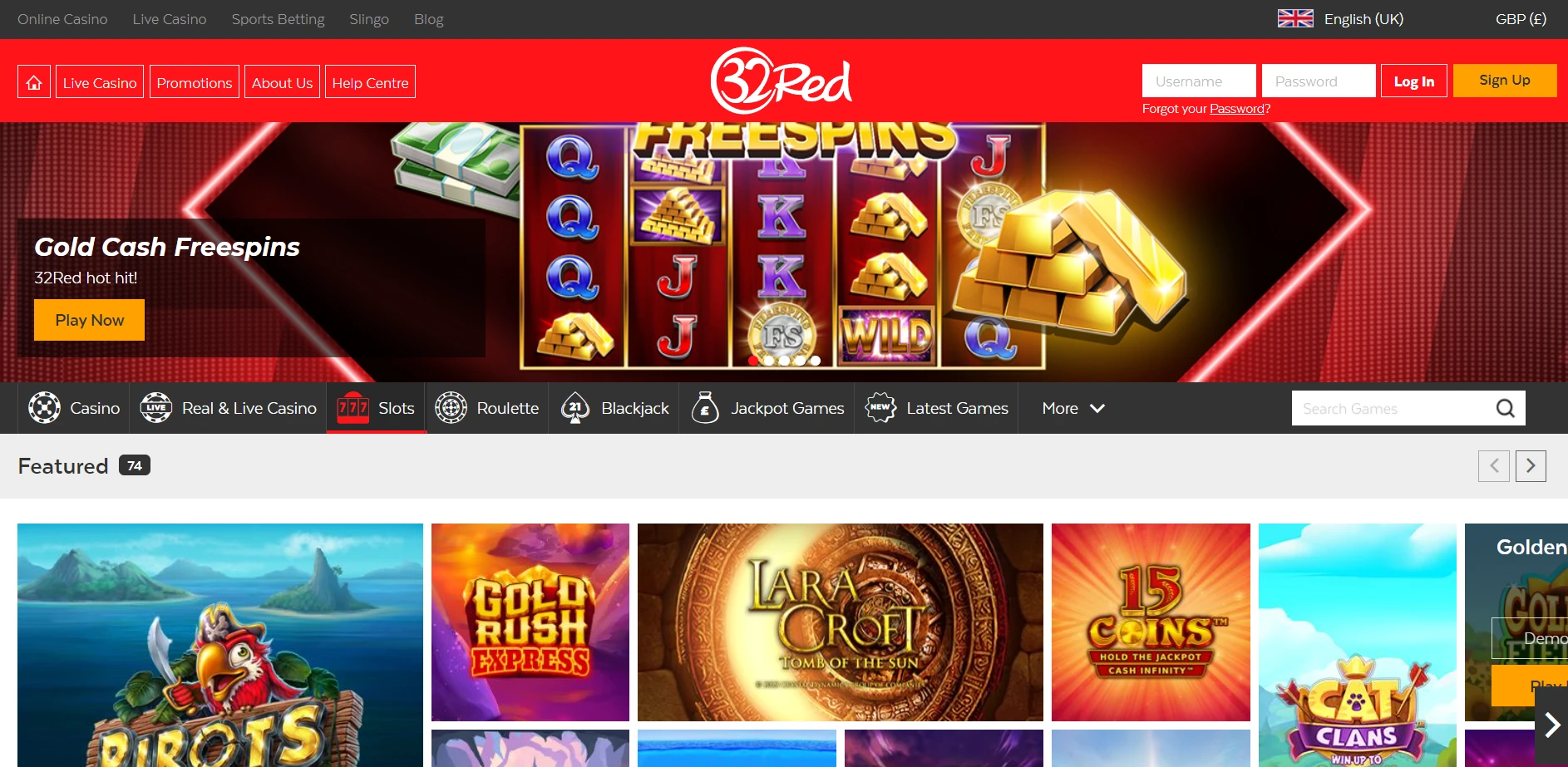 32Red Casino Screenshot