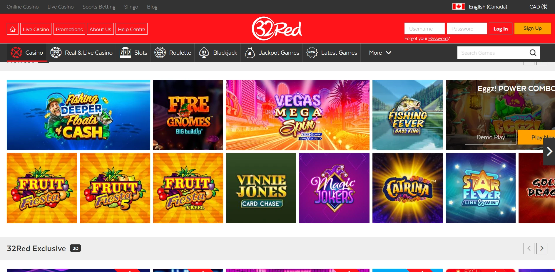 32Red Casino Screenshot