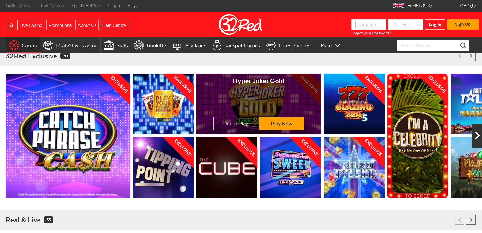 32Red Casino Screenshot