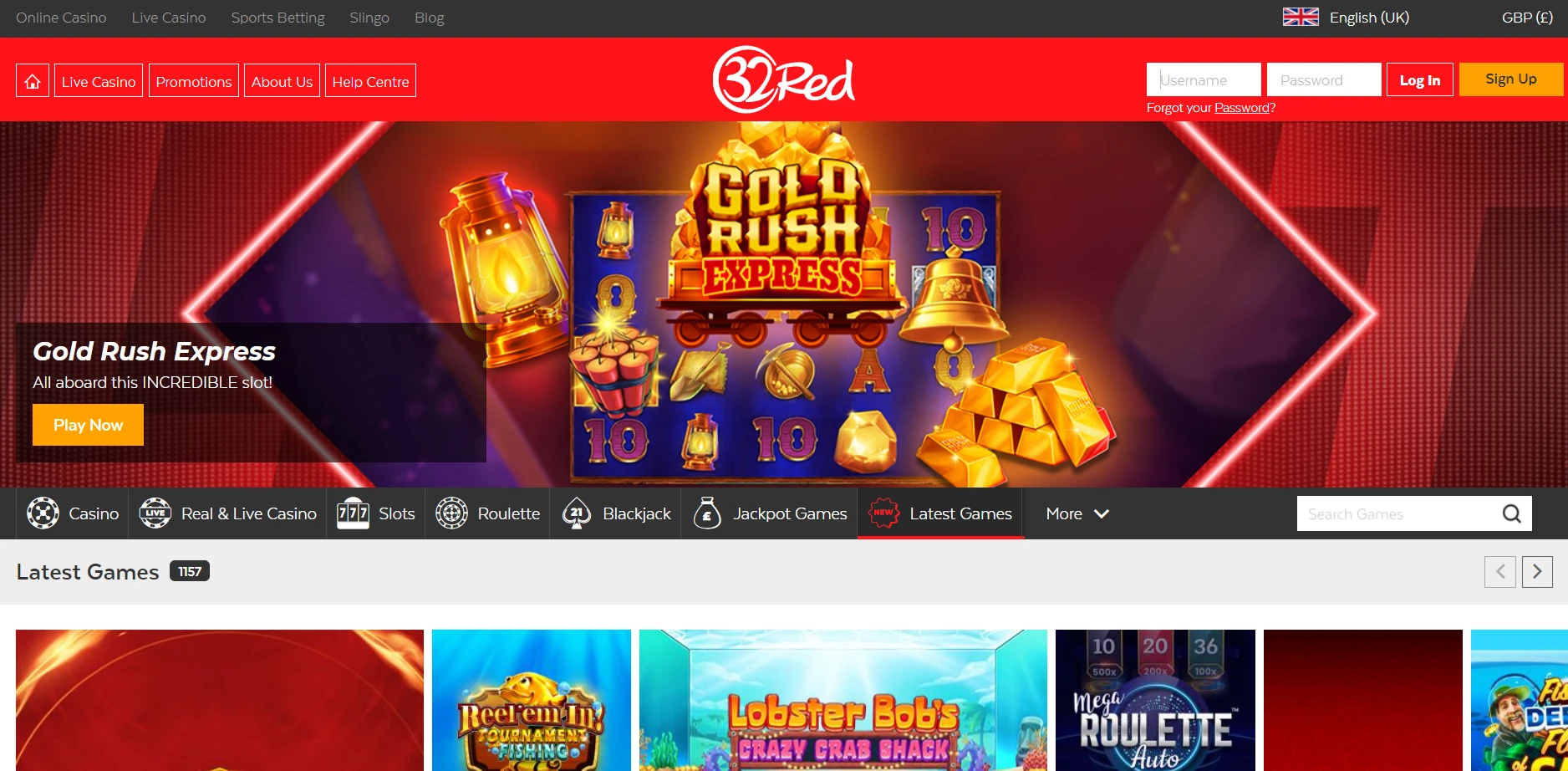 32Red Casino Screenshot