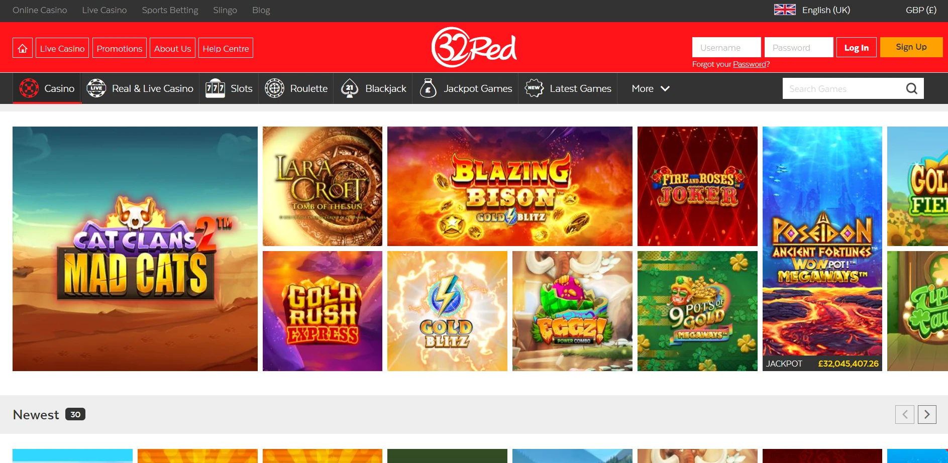32Red Casino Screenshot