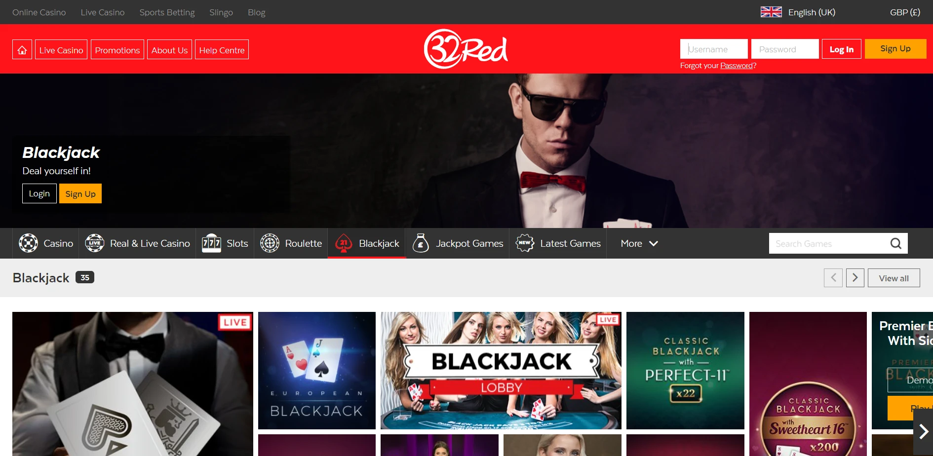 32Red Casino Screenshot