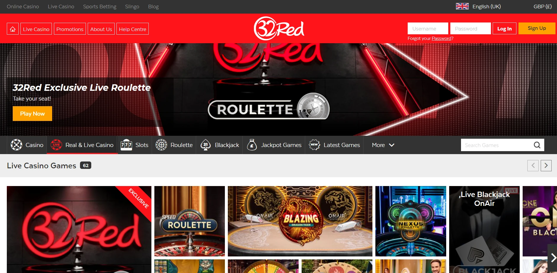 32Red Casino Screenshot