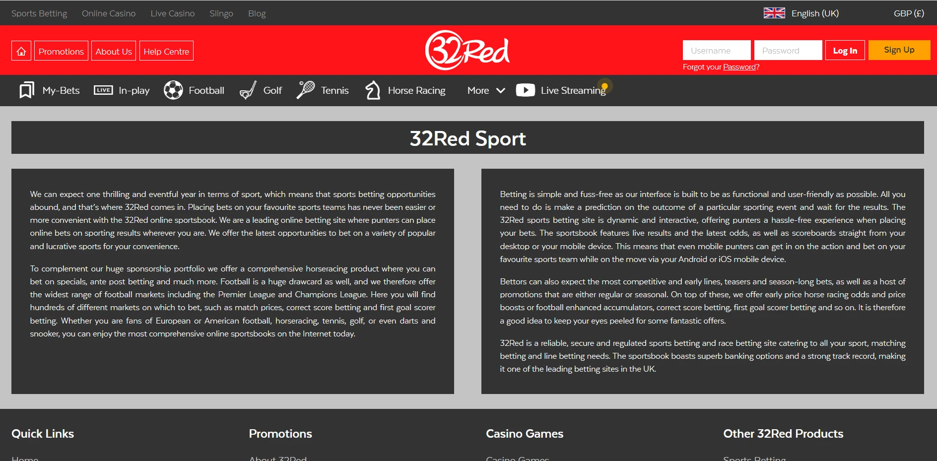 32Red Casino Screenshot