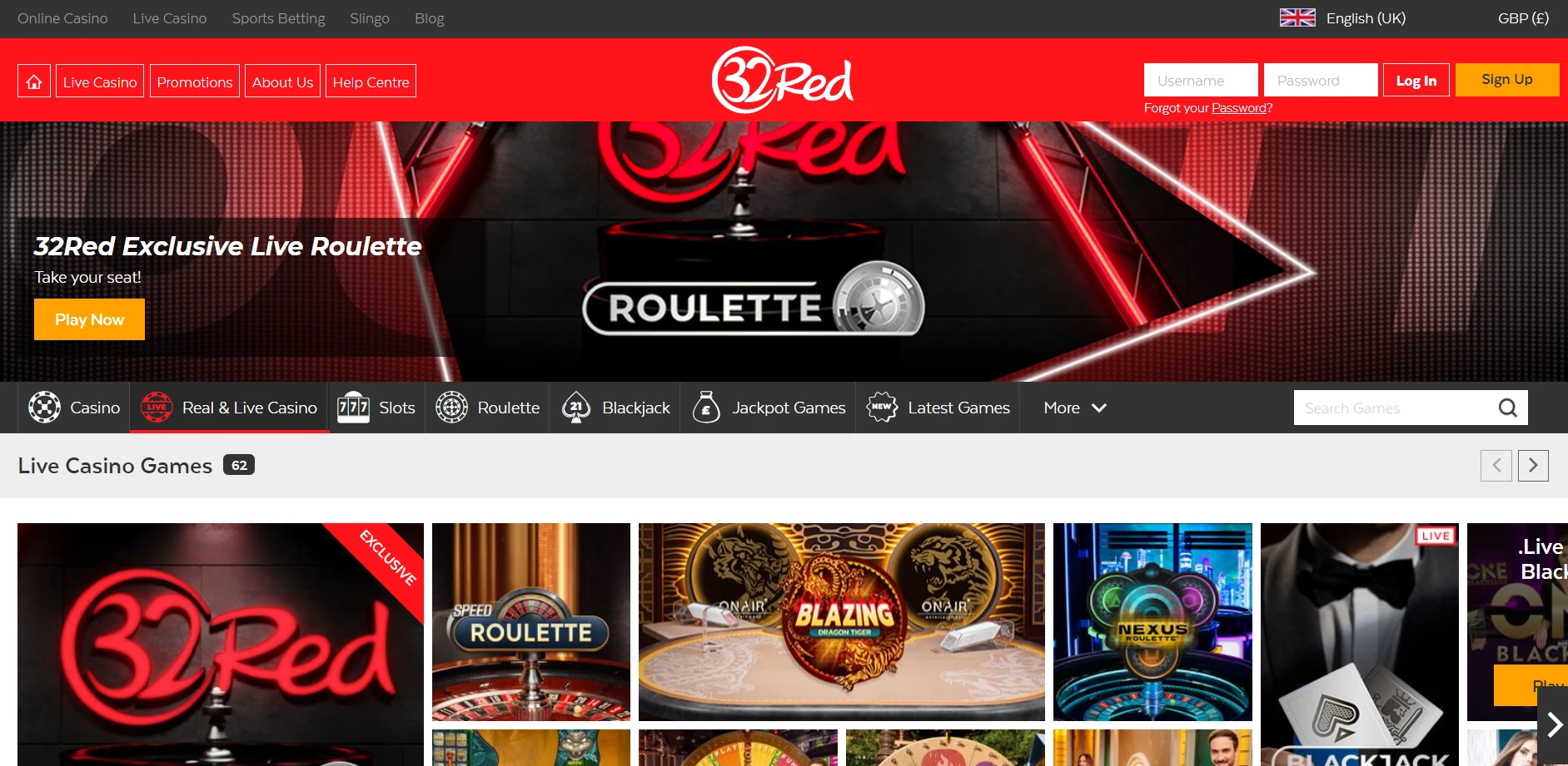 32Red Casino Screenshot
