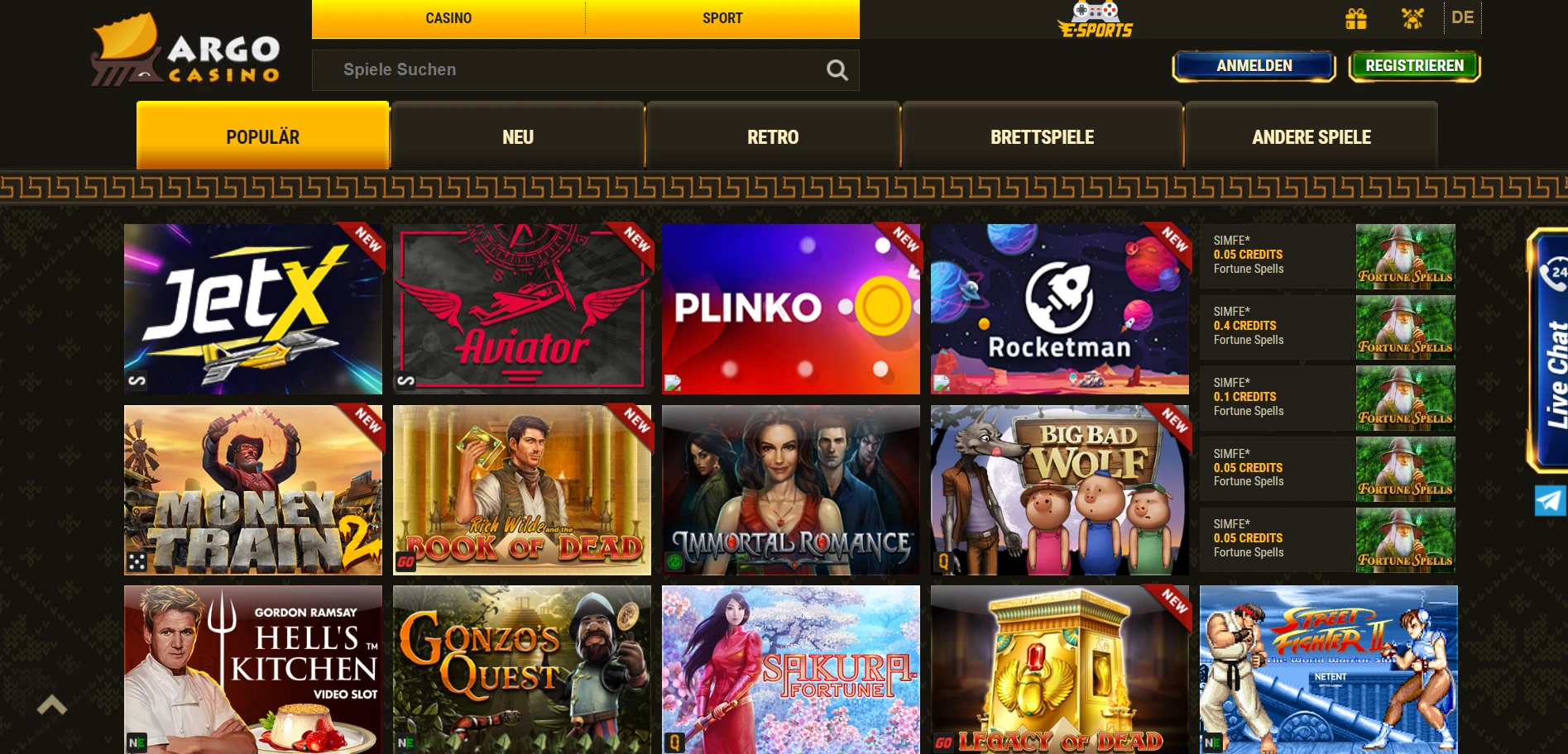 Argo Casino Screenshot