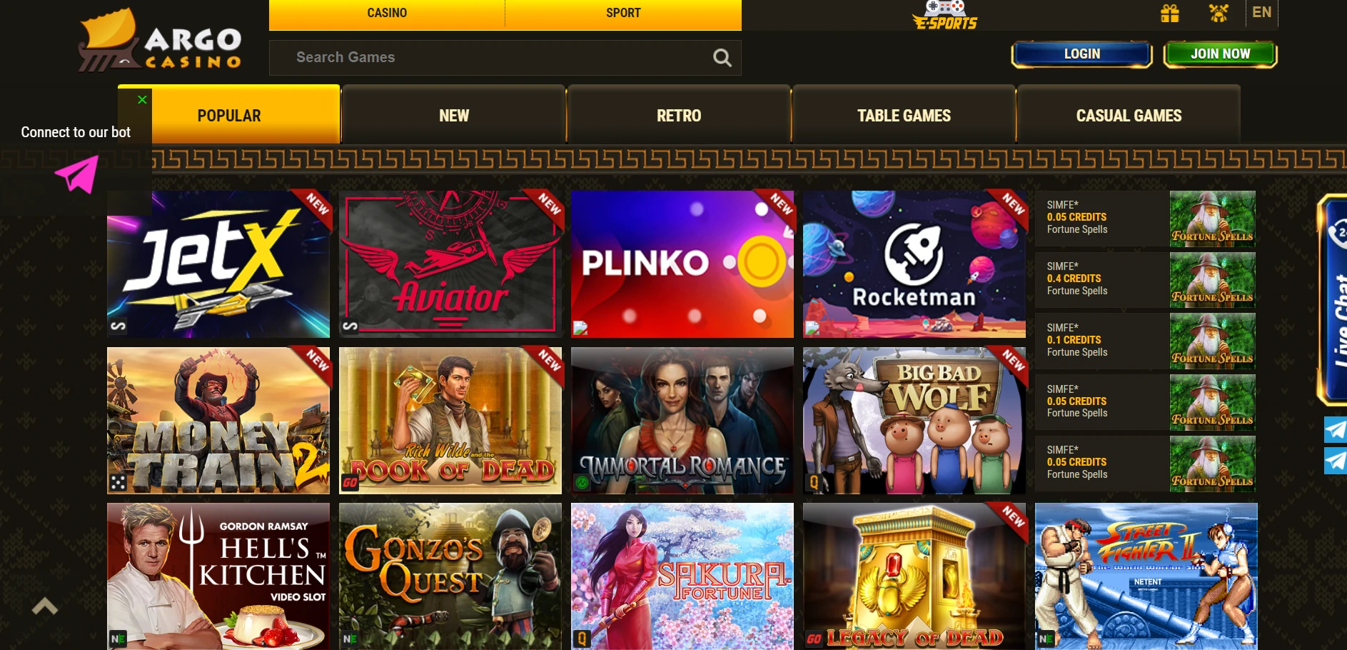 Argo Casino Screenshot