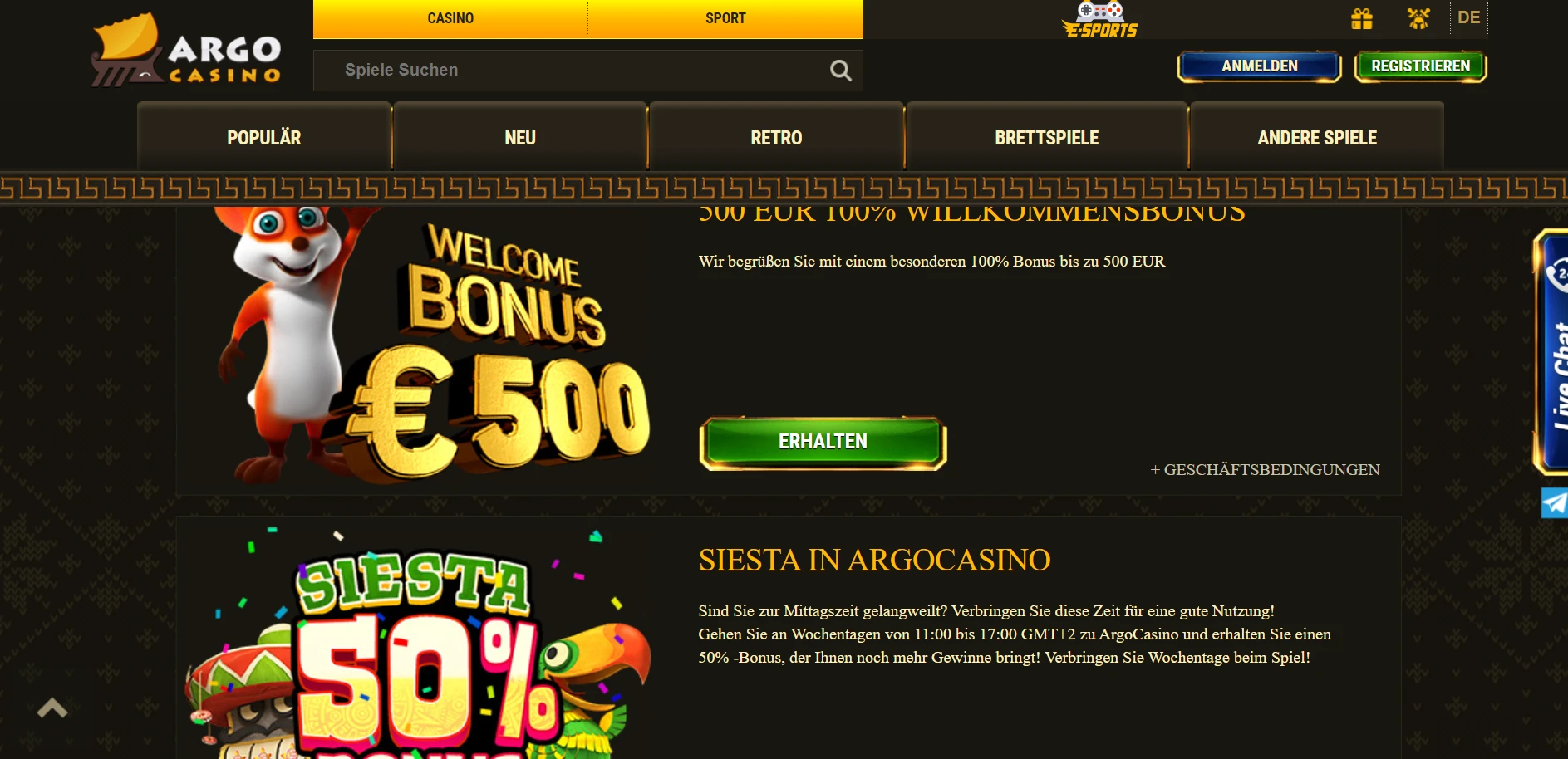 Argo Casino Screenshot
