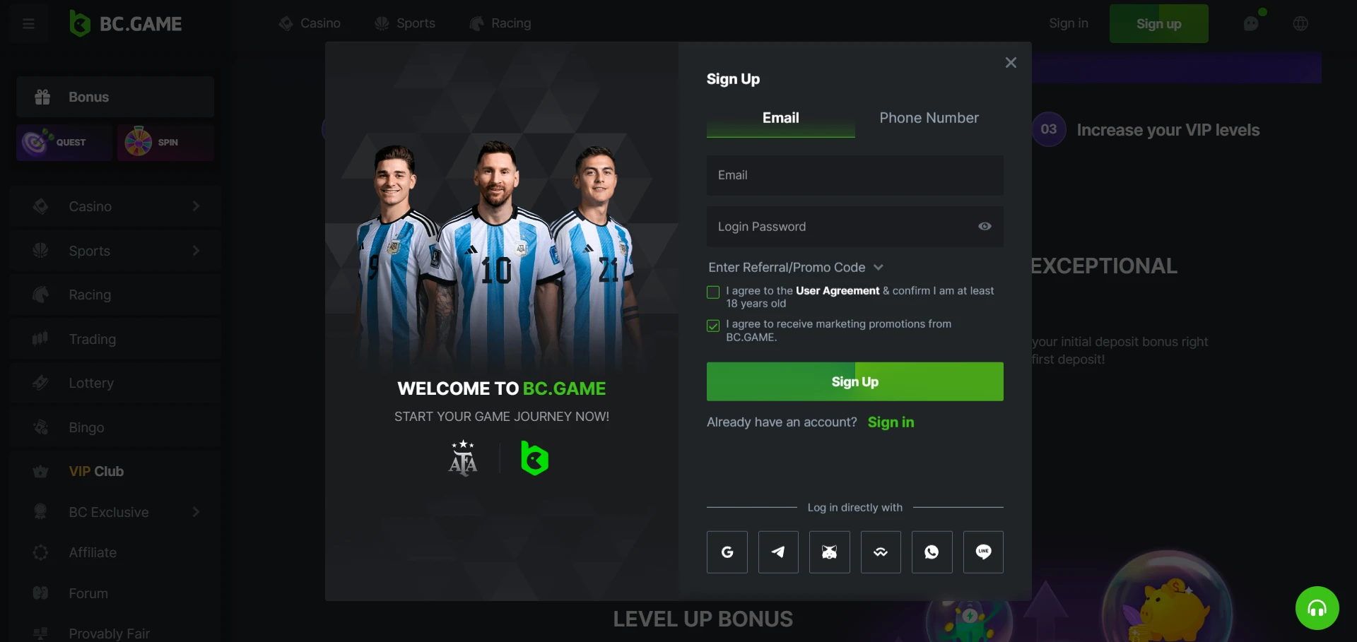 BC.Game Casino Screenshot