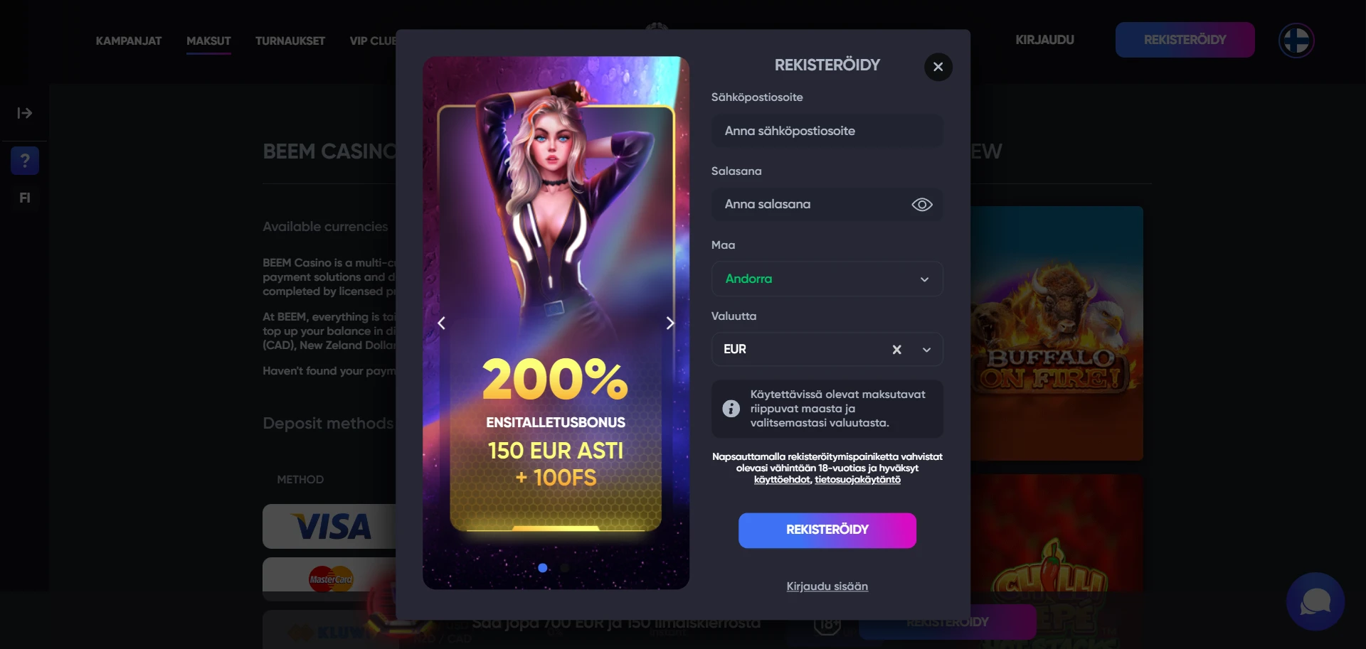 Beem Casino Screenshot