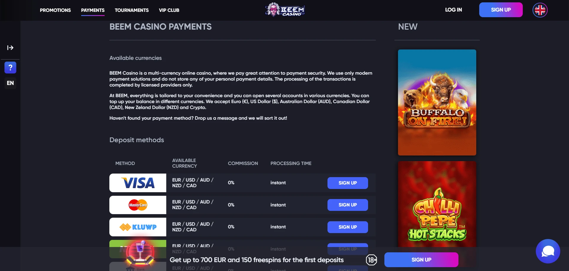 Beem Casino Screenshot