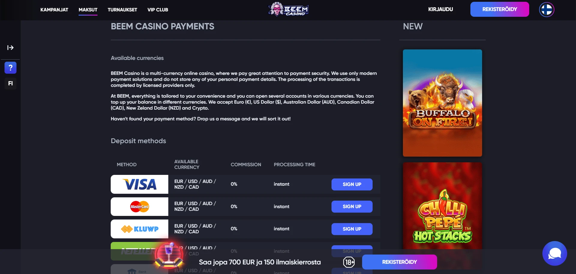 Beem Casino Screenshot