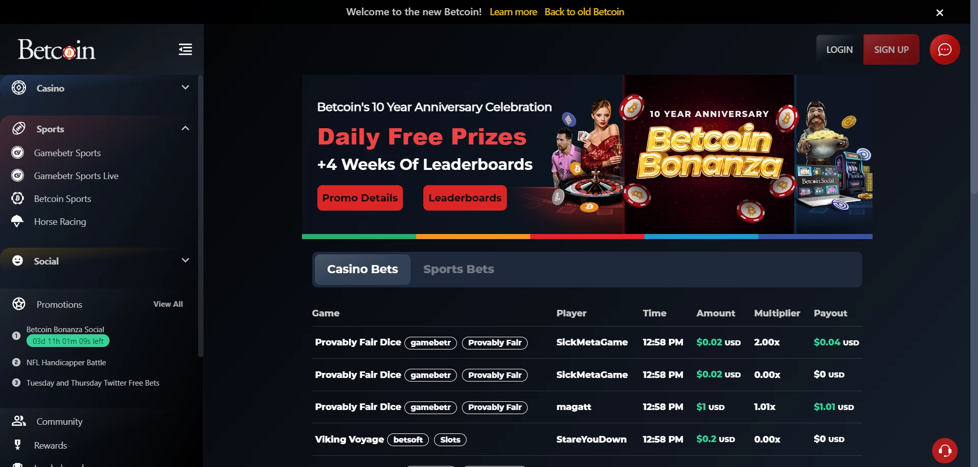 Betcoin.ag Casino Screenshot