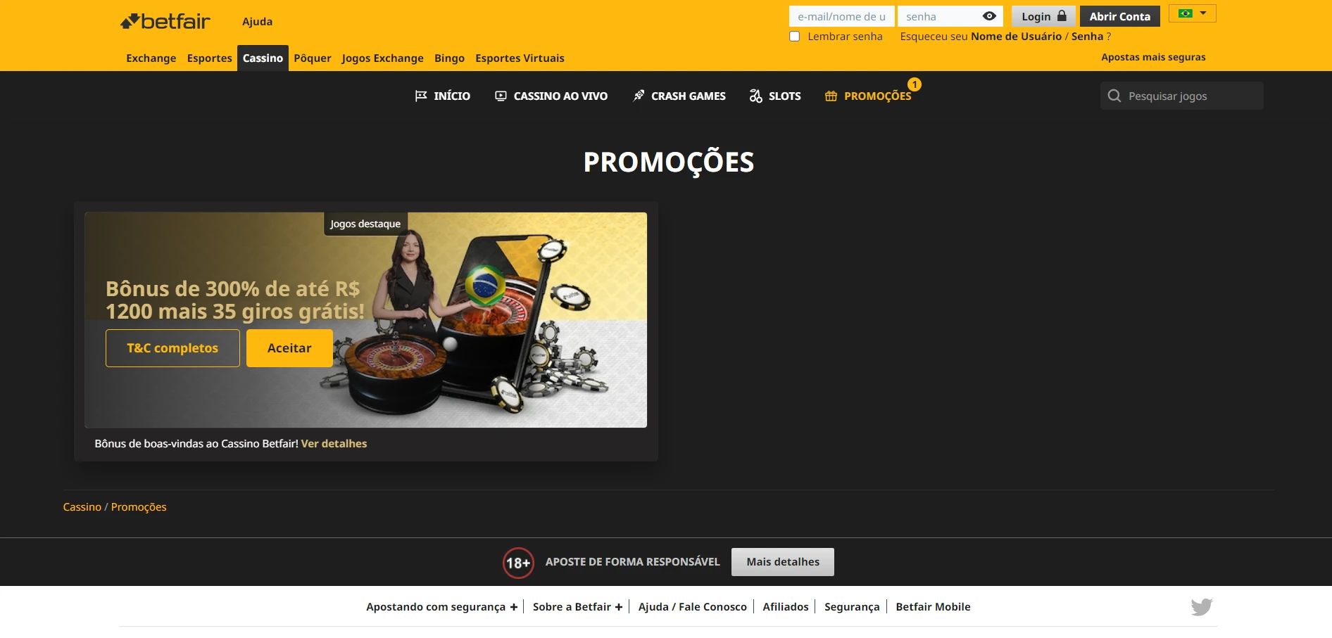 Betfair Casino Screenshot