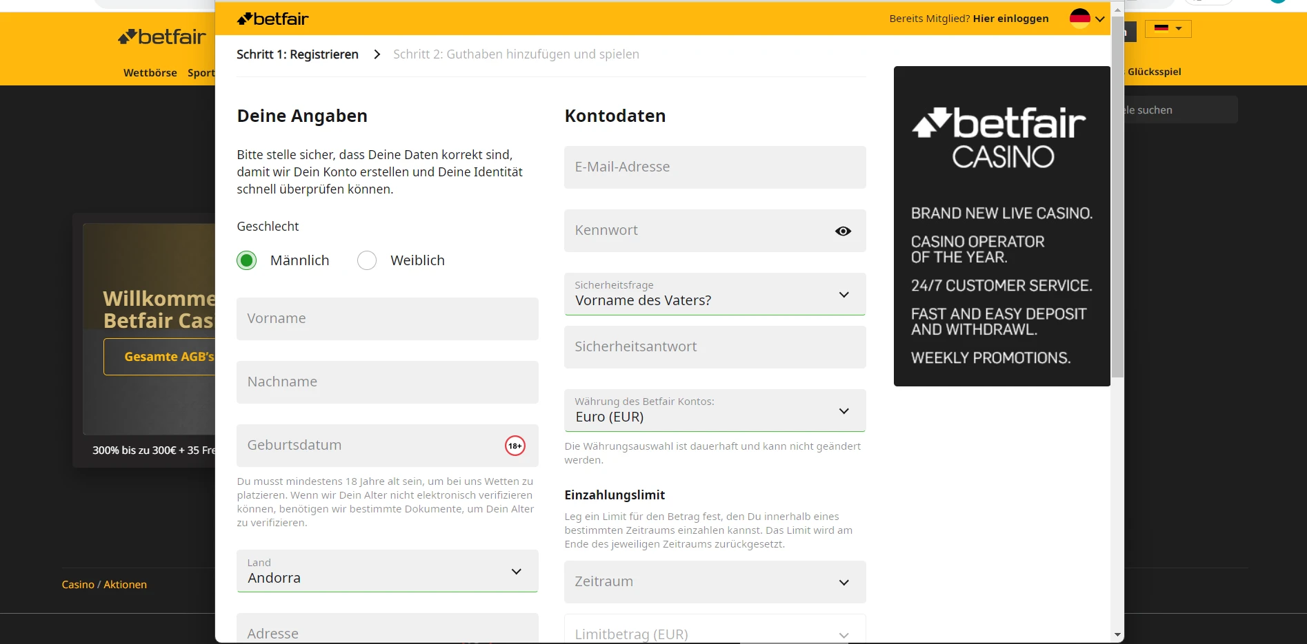 Betfair Casino Screenshot