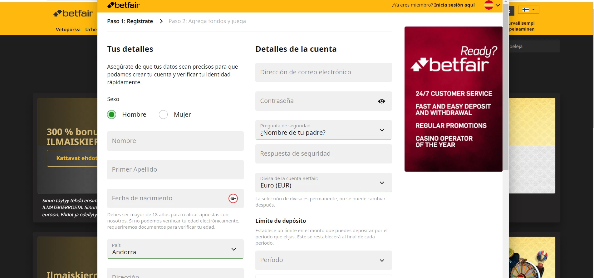 Betfair Casino Screenshot