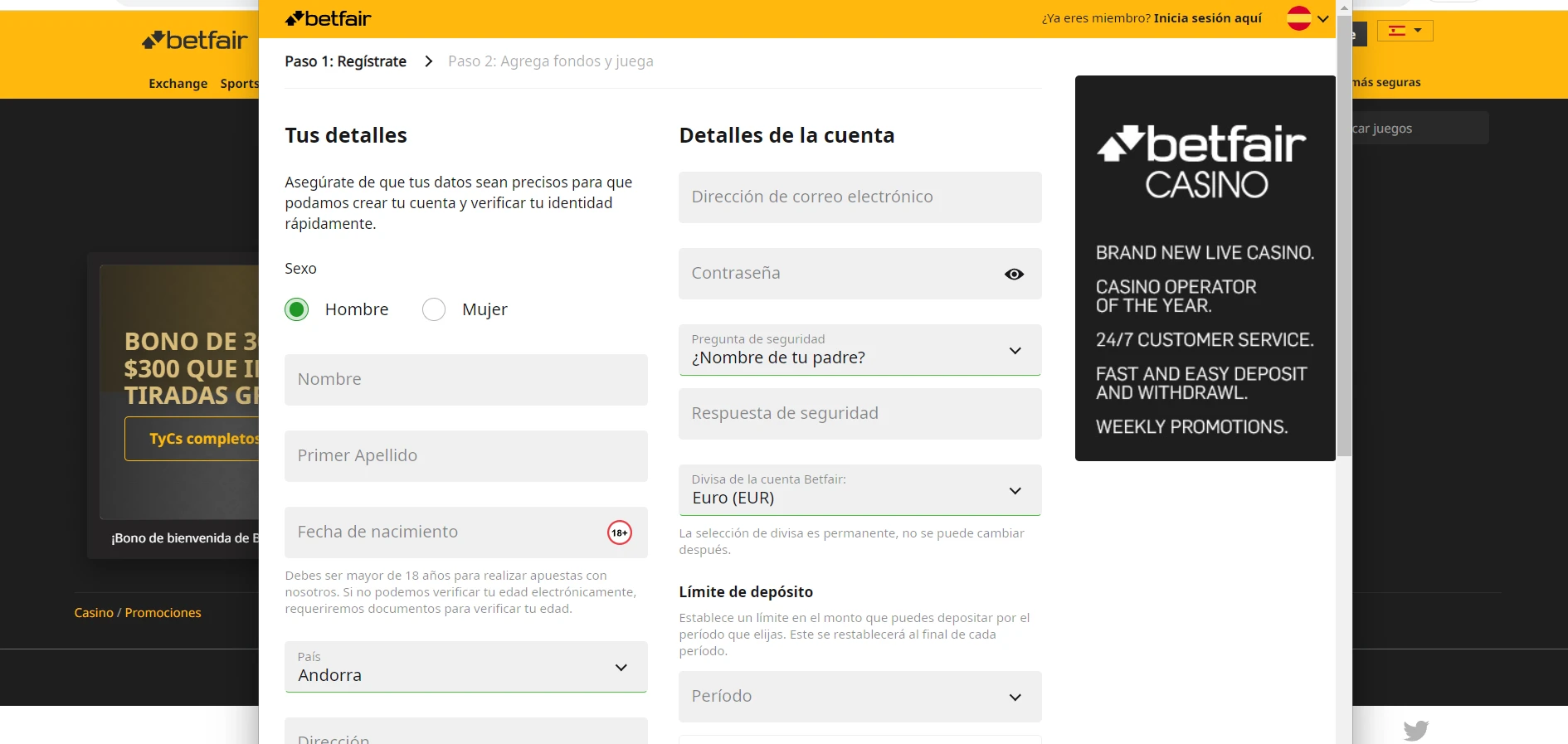 Betfair Casino Screenshot