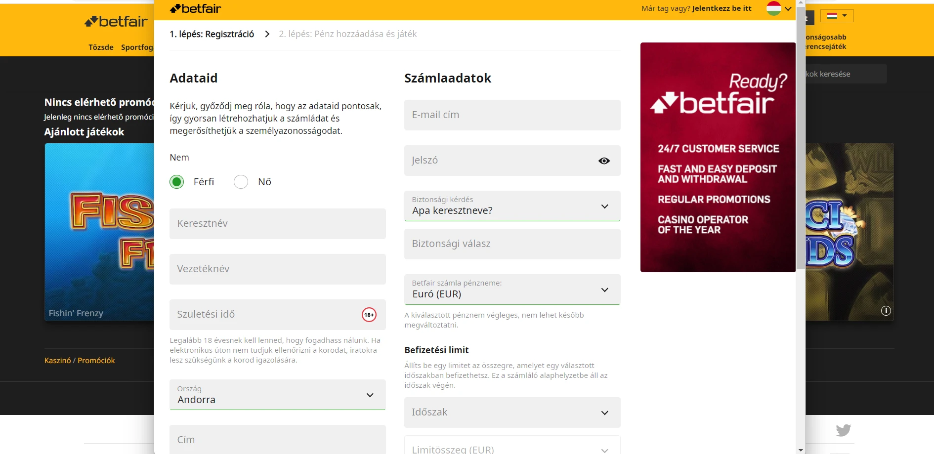 Betfair Casino Screenshot