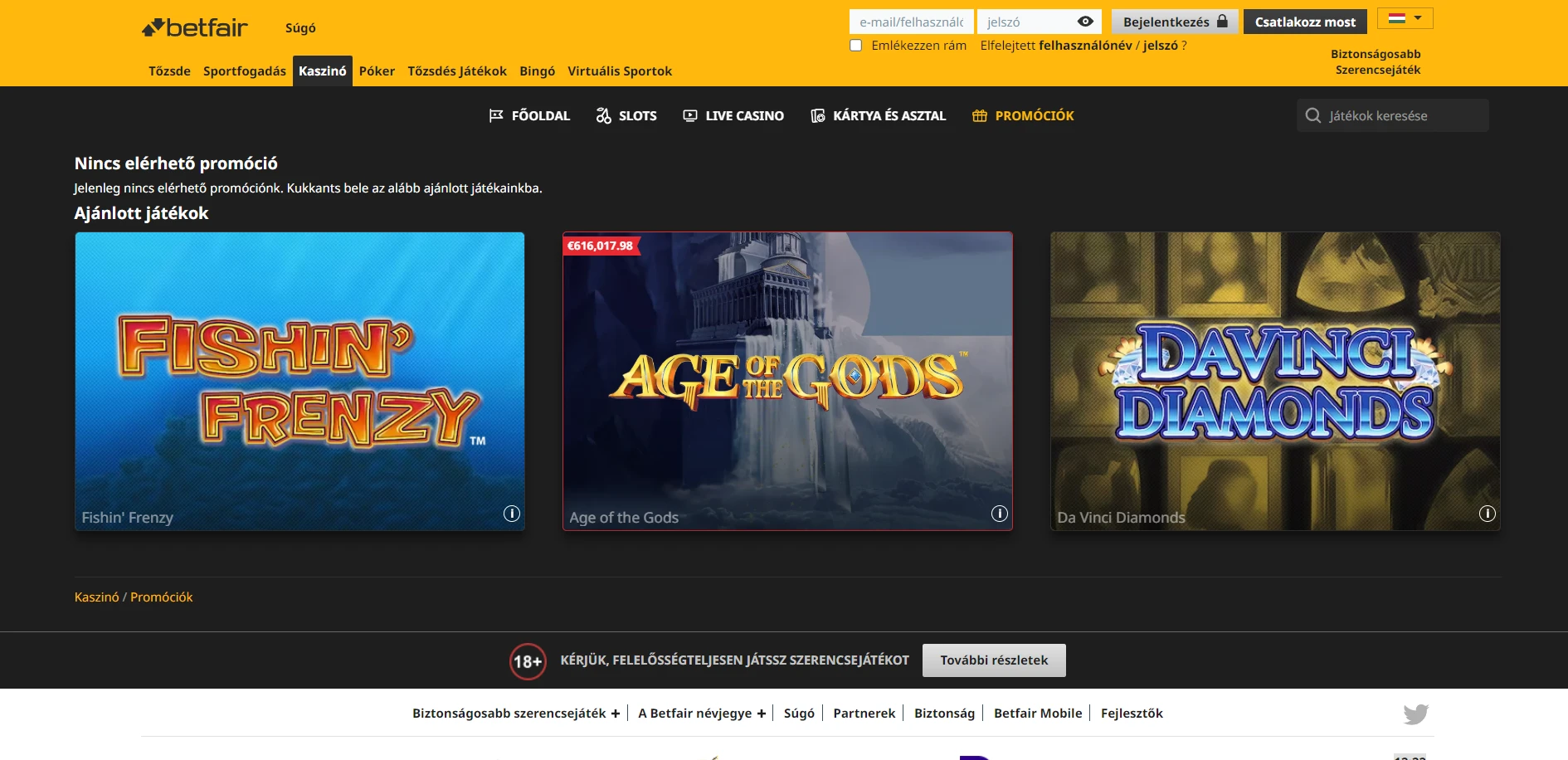 Betfair Casino Screenshot