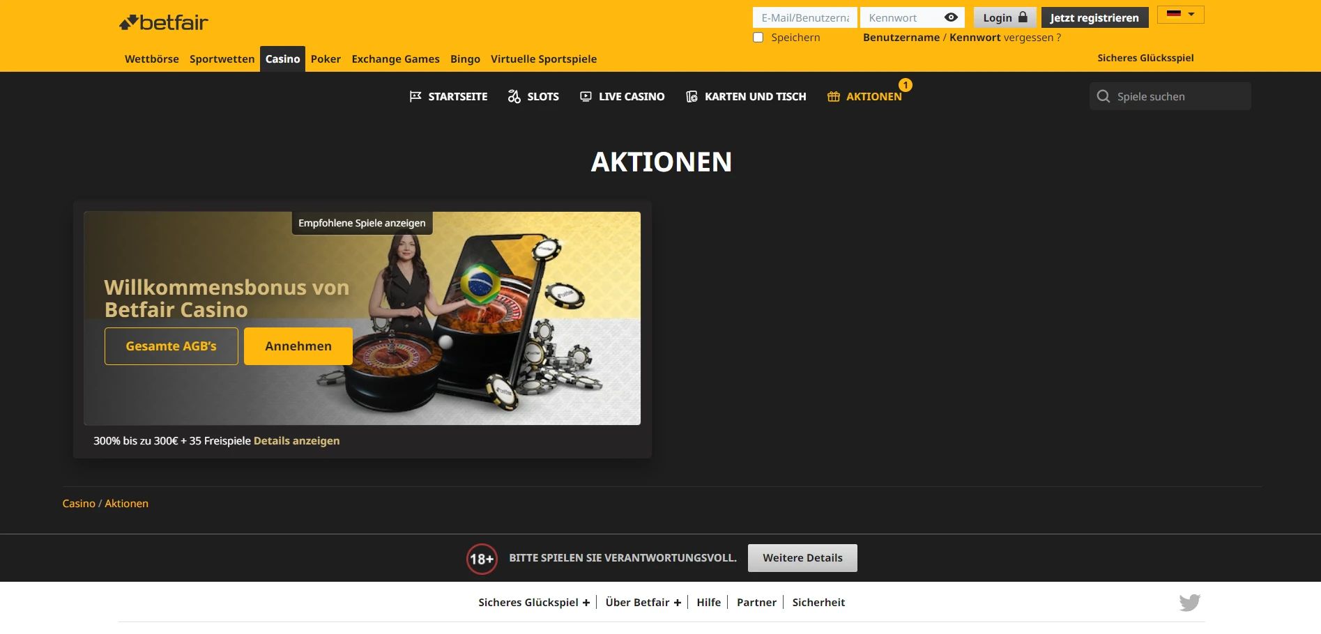 Betfair Casino Screenshot