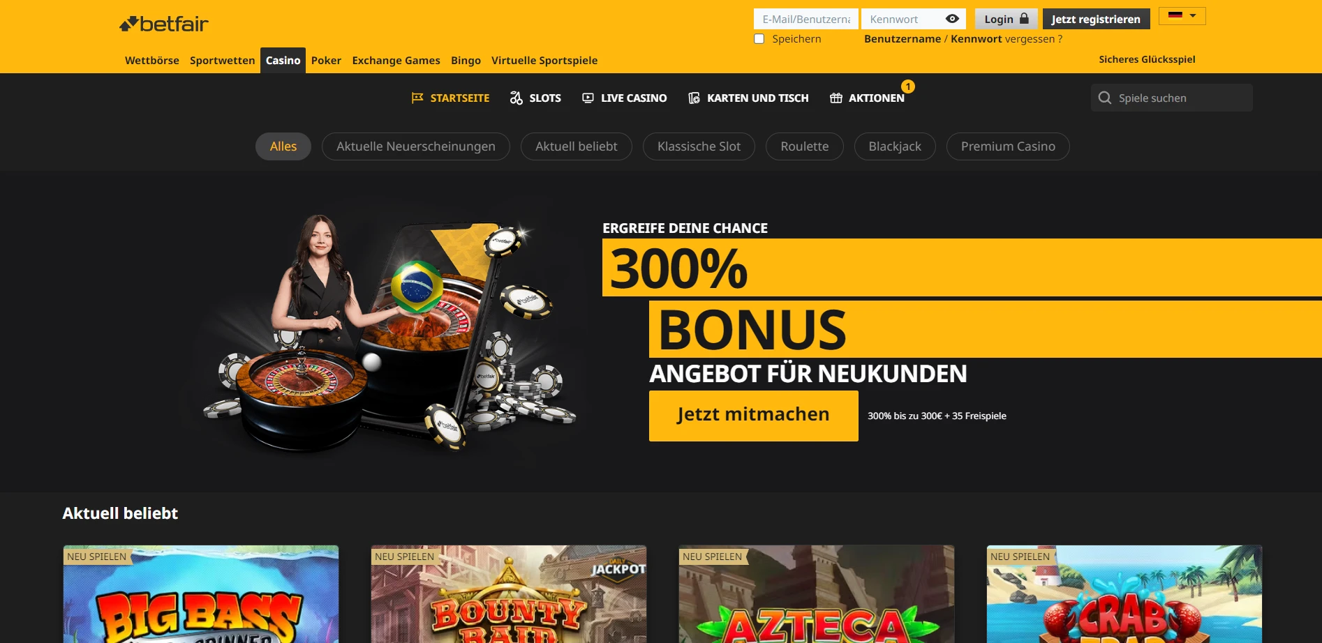 Betfair Casino Screenshot
