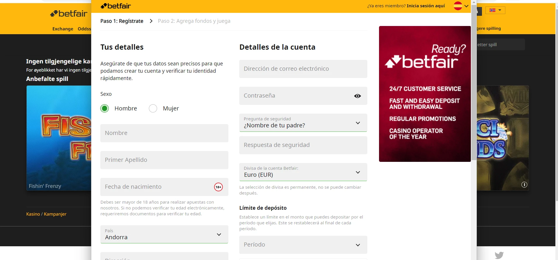 Betfair Casino Screenshot