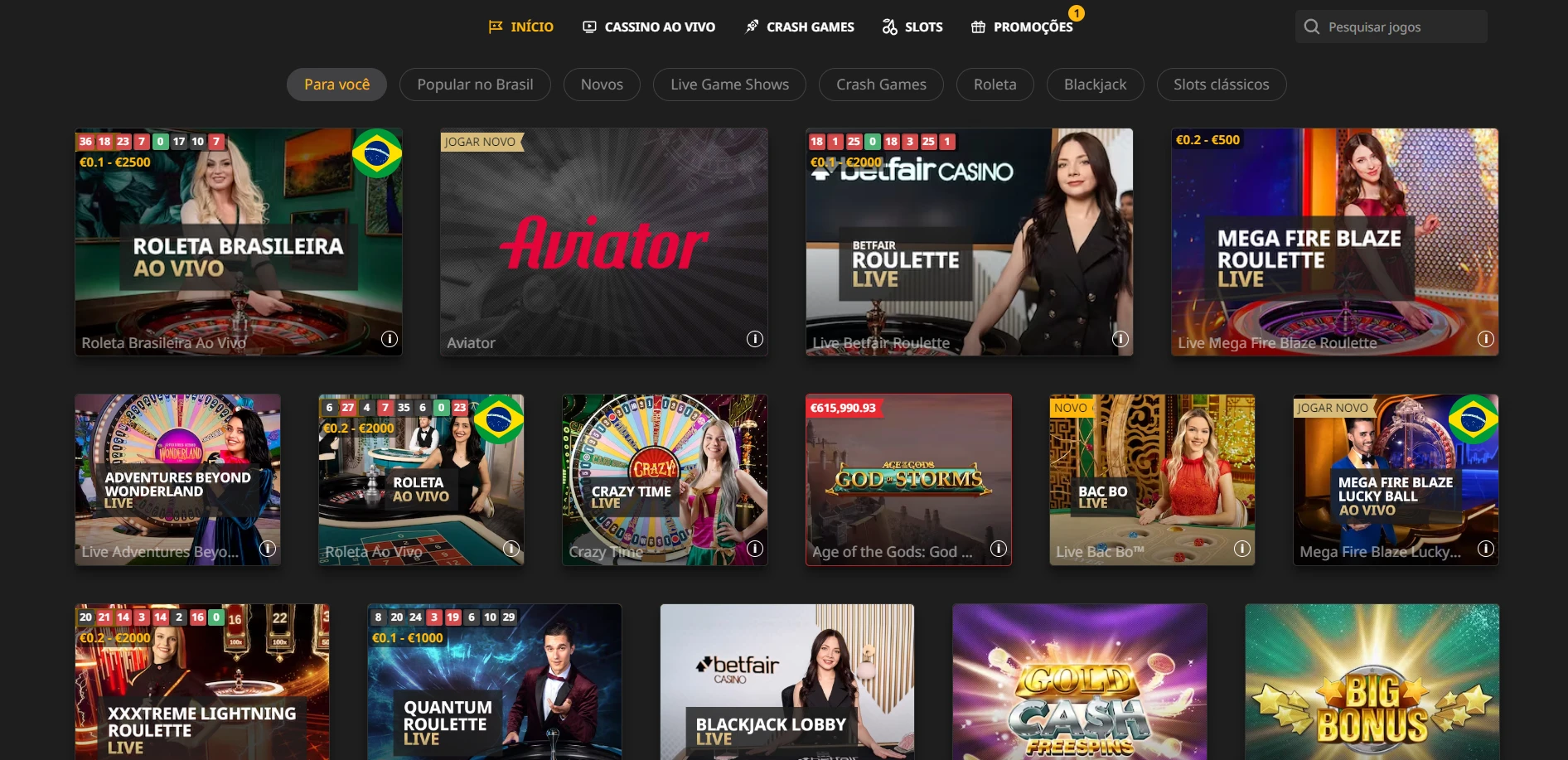 Betfair Casino Screenshot