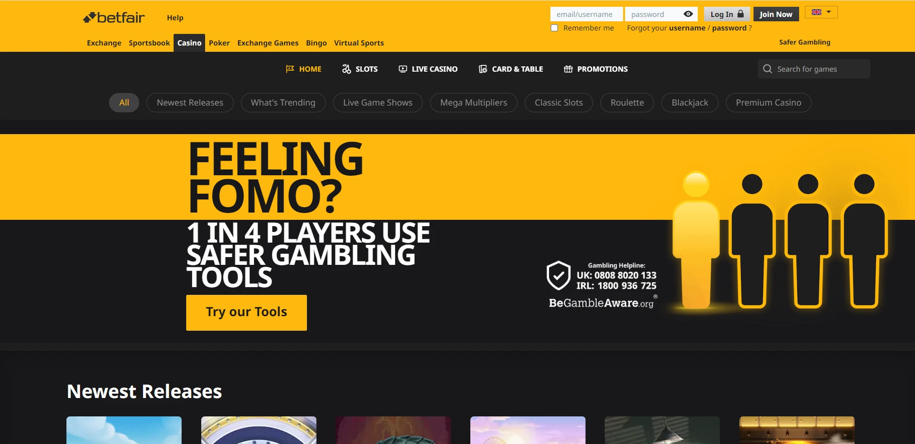 Betfair Casino Screenshot