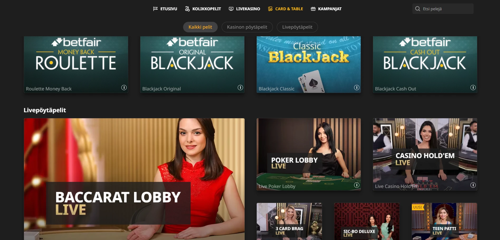 Betfair Casino Screenshot