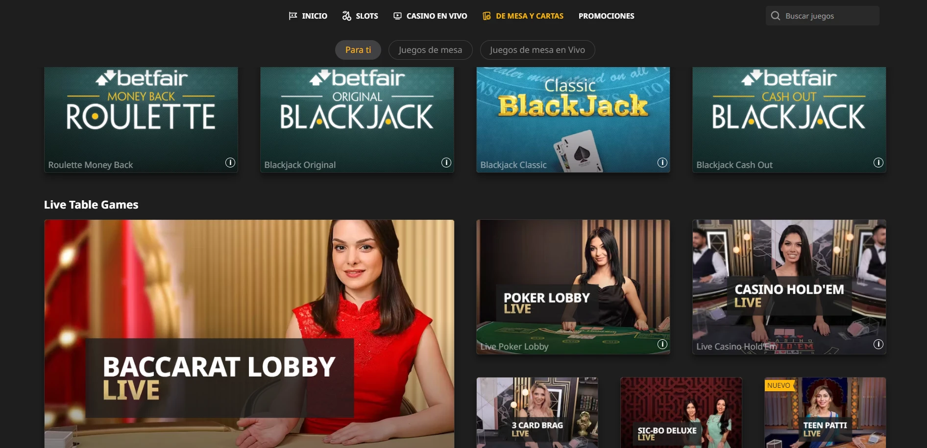 Betfair Casino Screenshot
