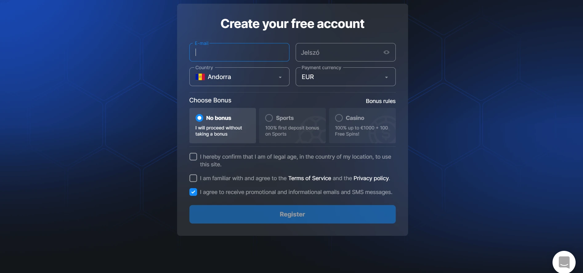 Betmaster Casino Screenshot