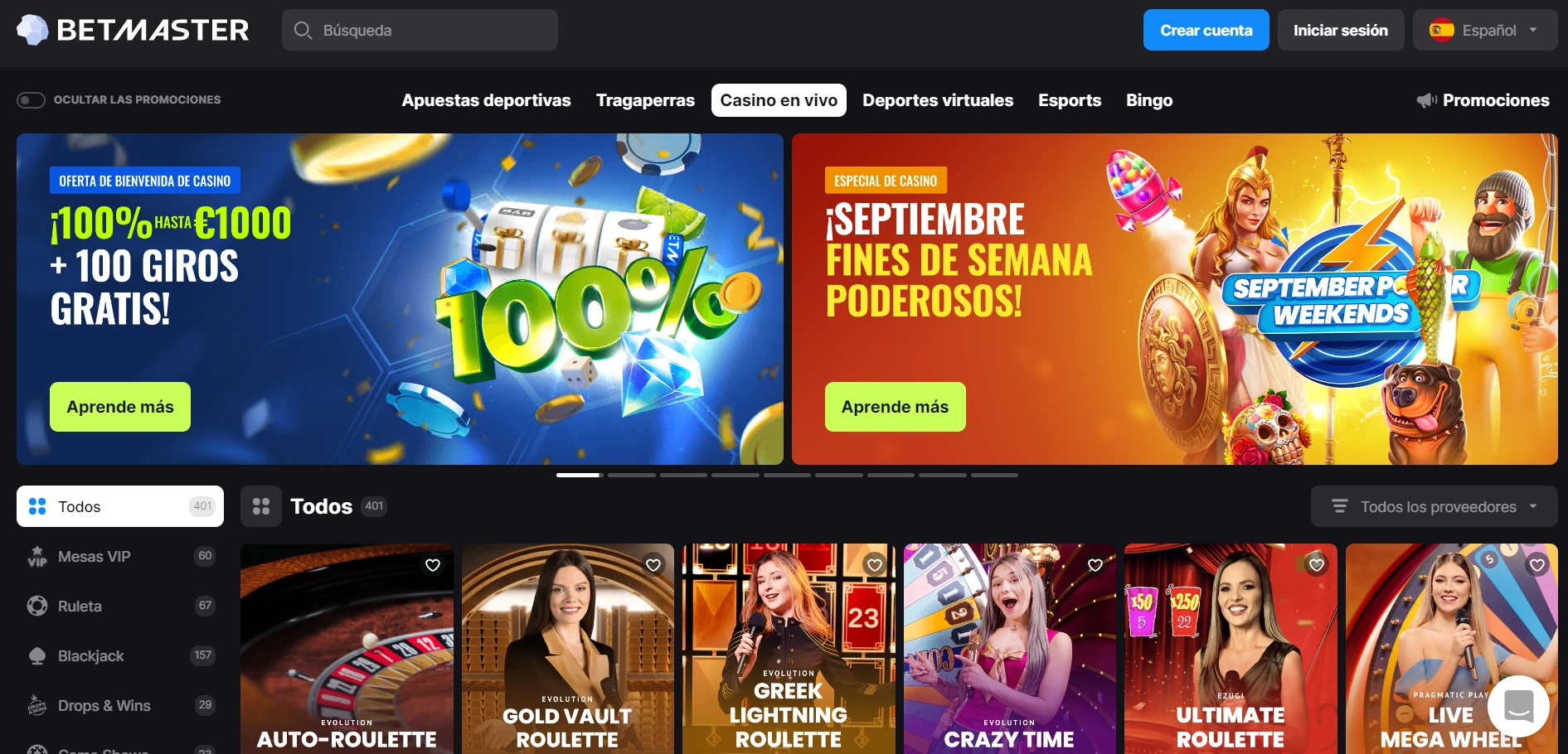 Betmaster Casino Screenshot