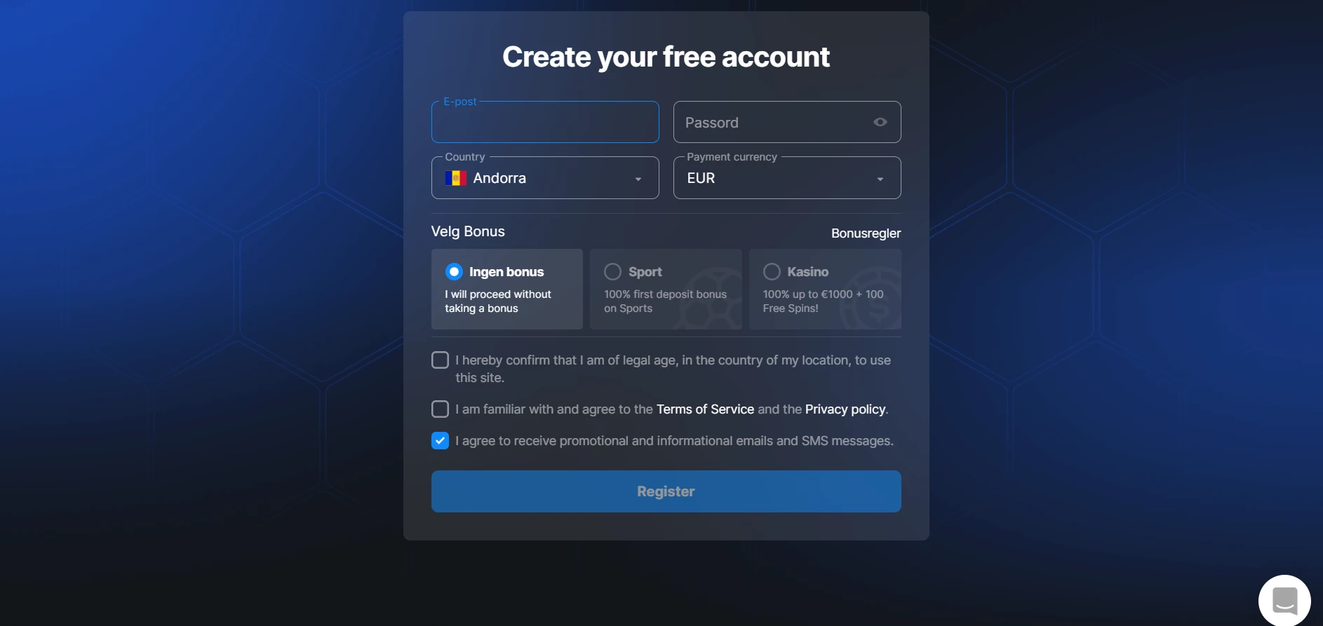 Betmaster Casino Screenshot