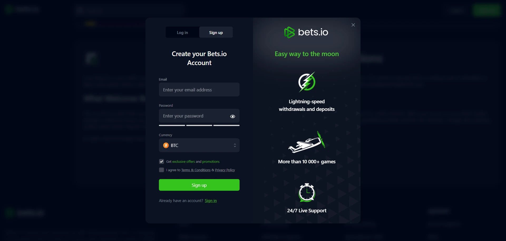 Bets.io Casino Screenshot