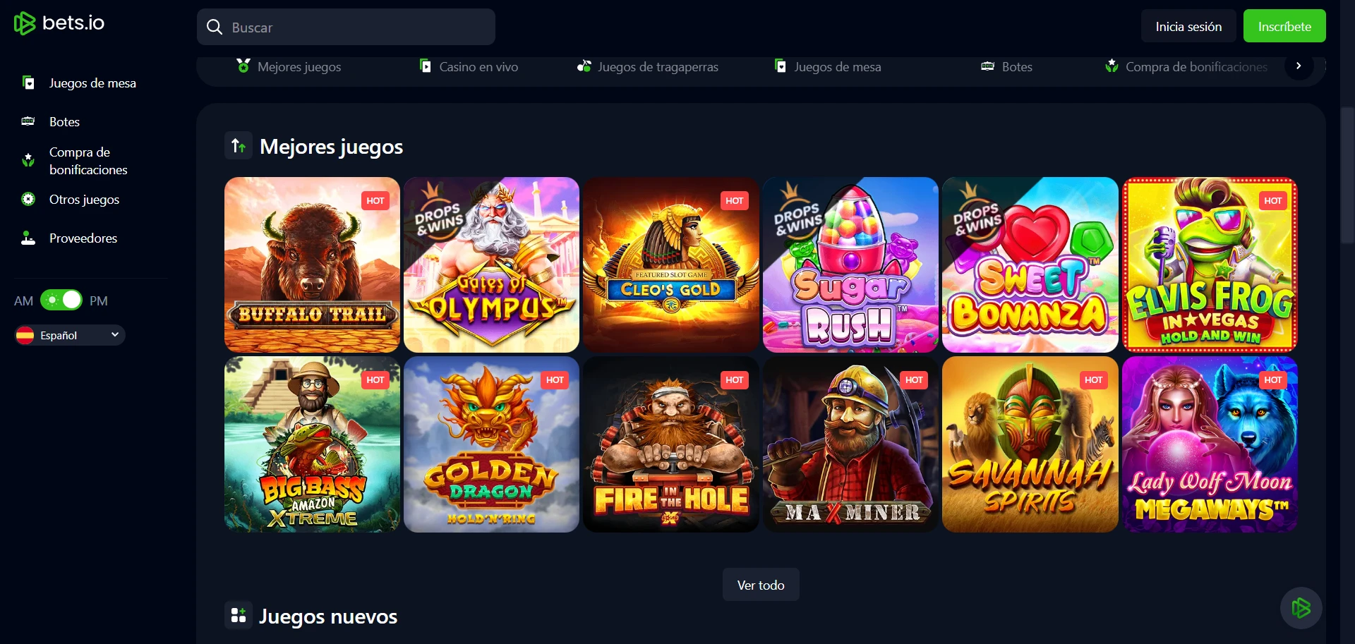 Bets.io Casino Screenshot