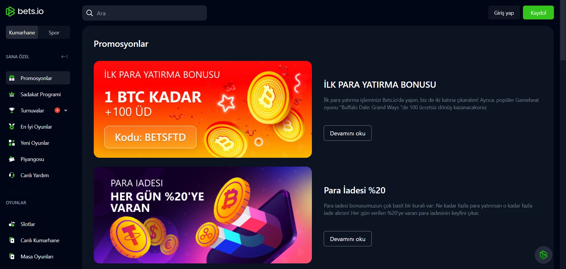 Bets.io Casino Screenshot