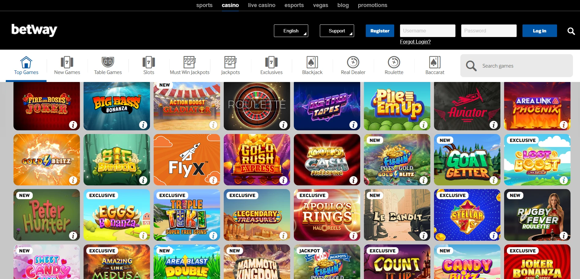 Betway Casino Screenshot