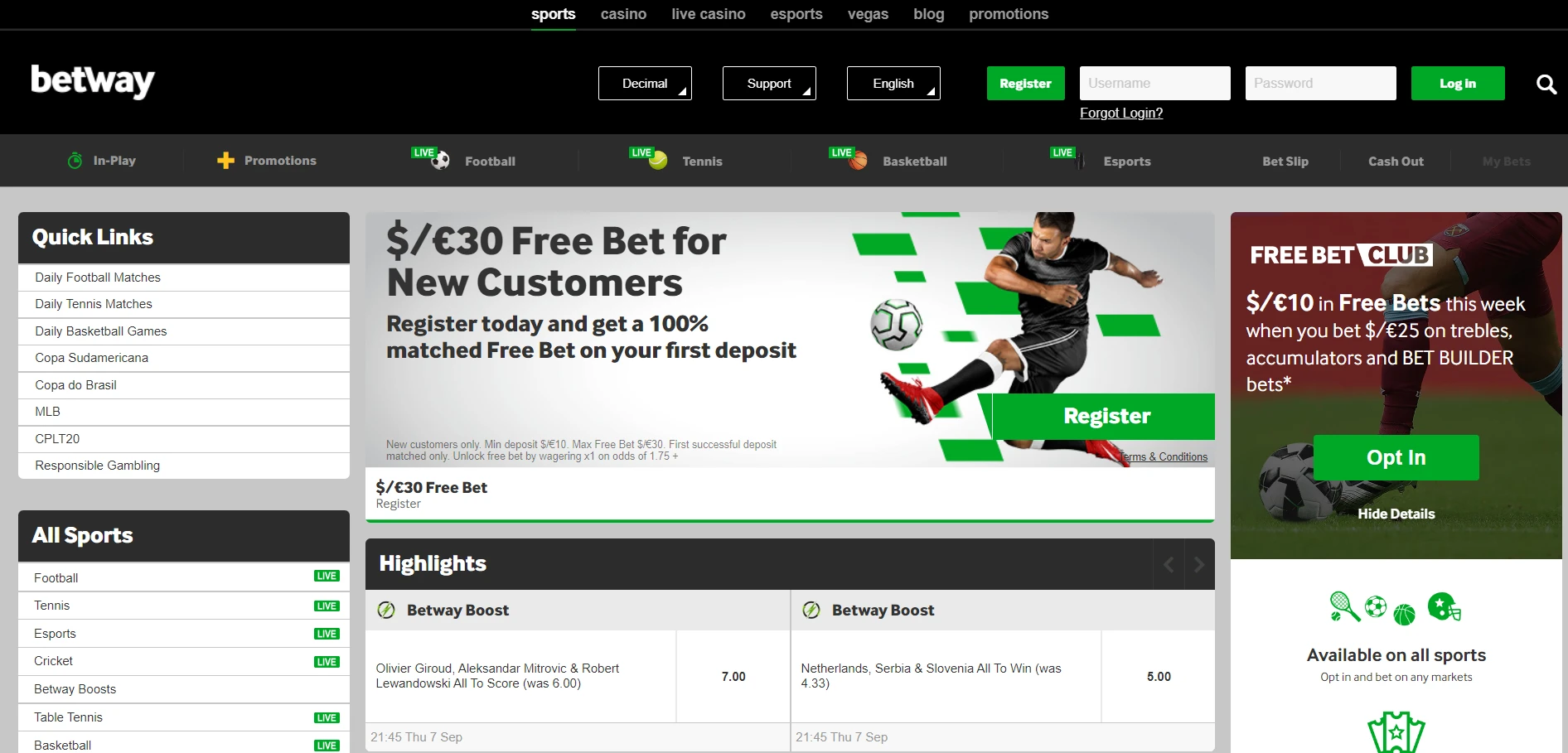 Betway Casino Screenshot