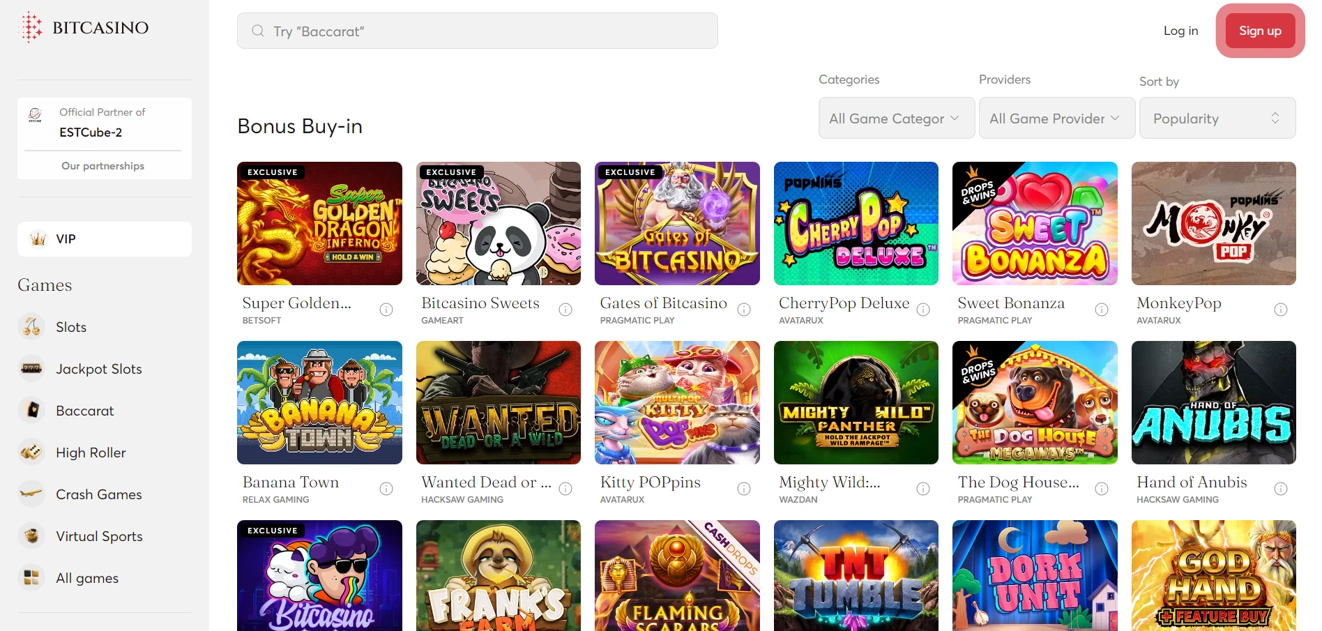 Bitcasino.io Screenshot
