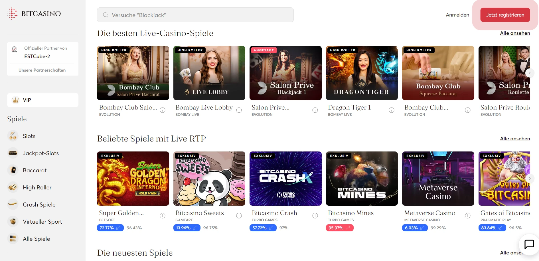 Bitcasino.io Screenshot