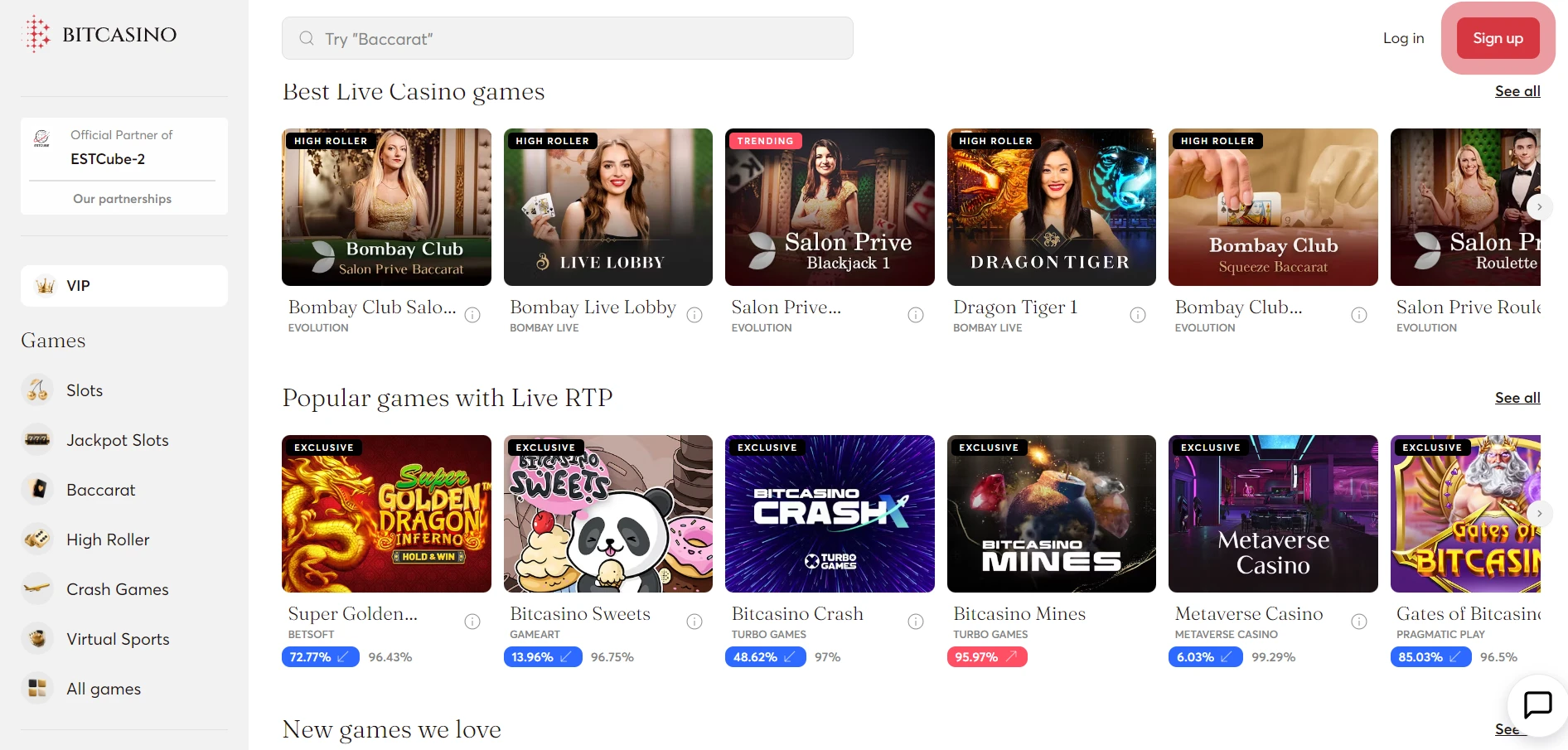 Bitcasino.io Screenshot