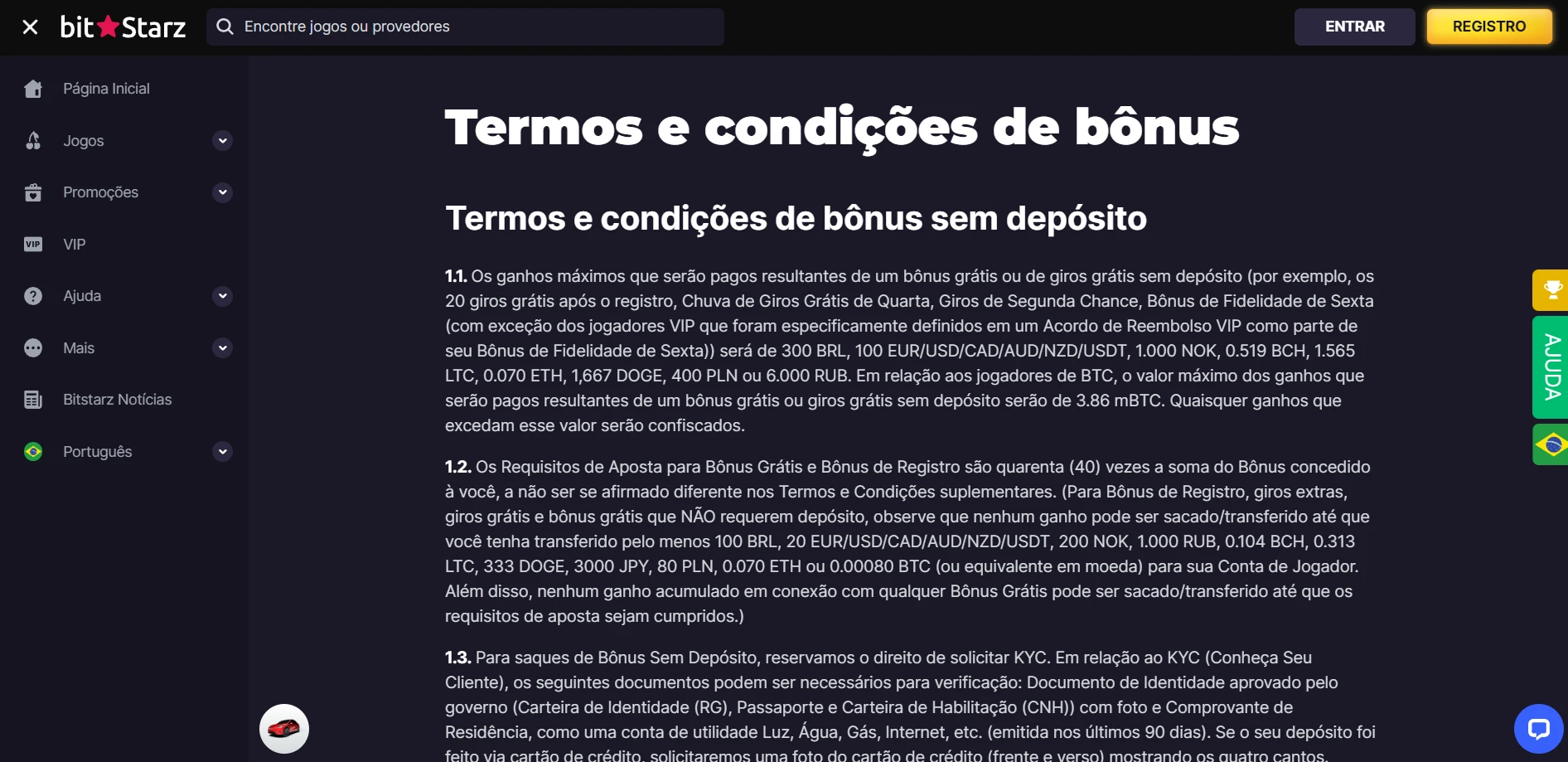 Bitstarz Casino Screenshot