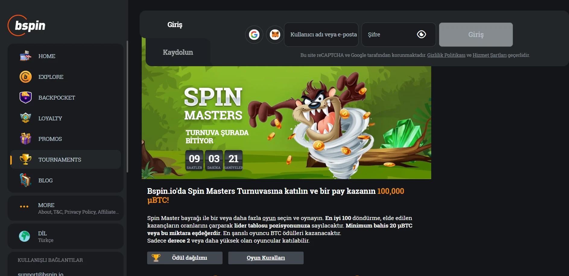Bspin.io Casino Screenshot