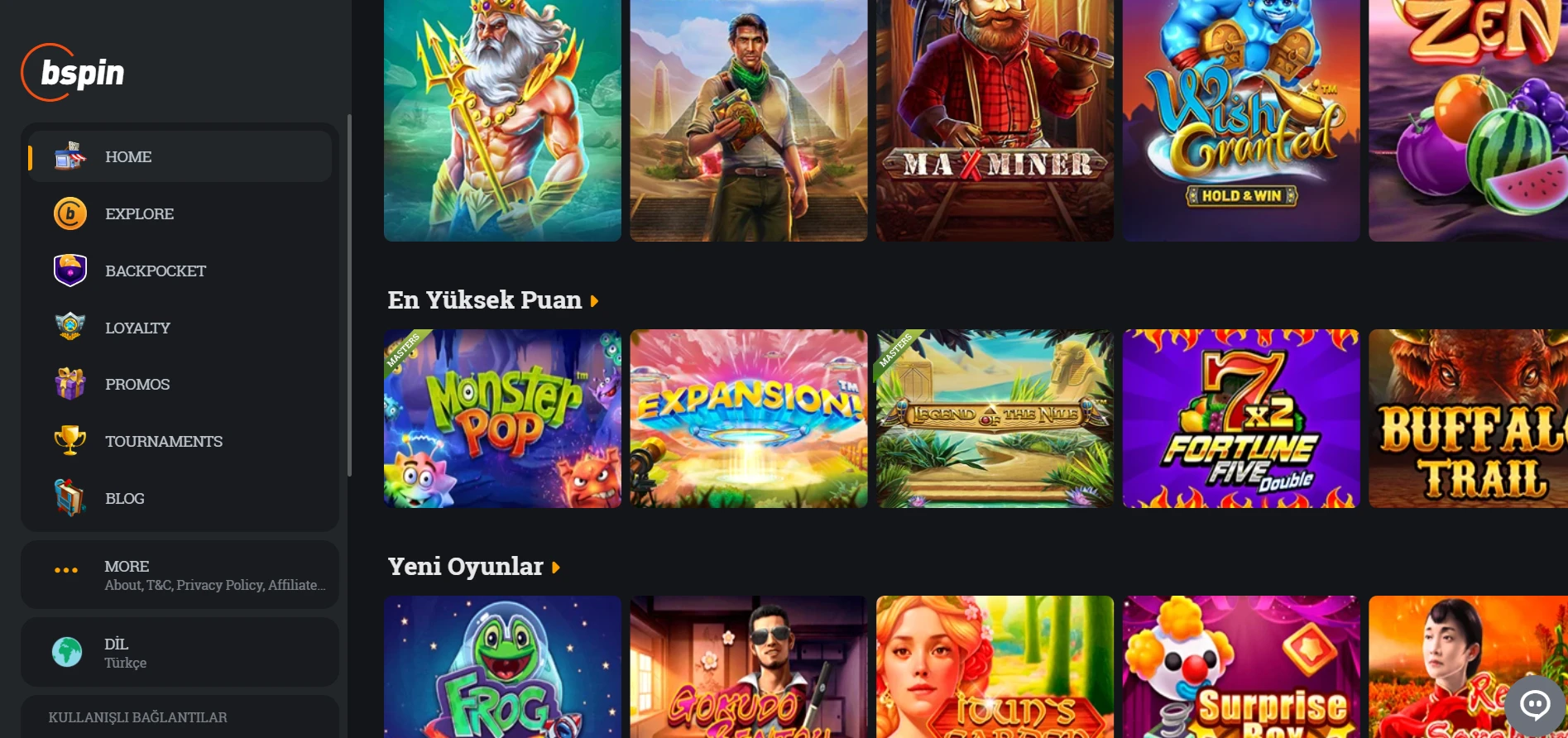 Bspin.io Casino Screenshot