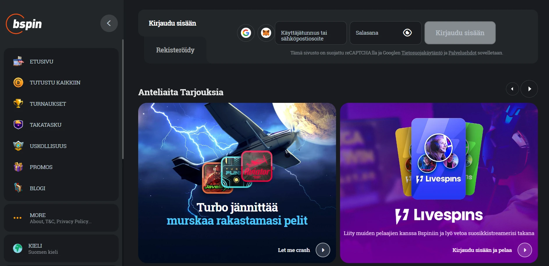 Bspin.io Casino Screenshot