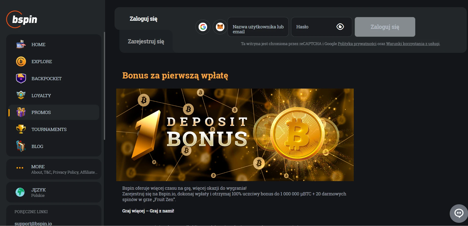 Bspin.io Casino Screenshot