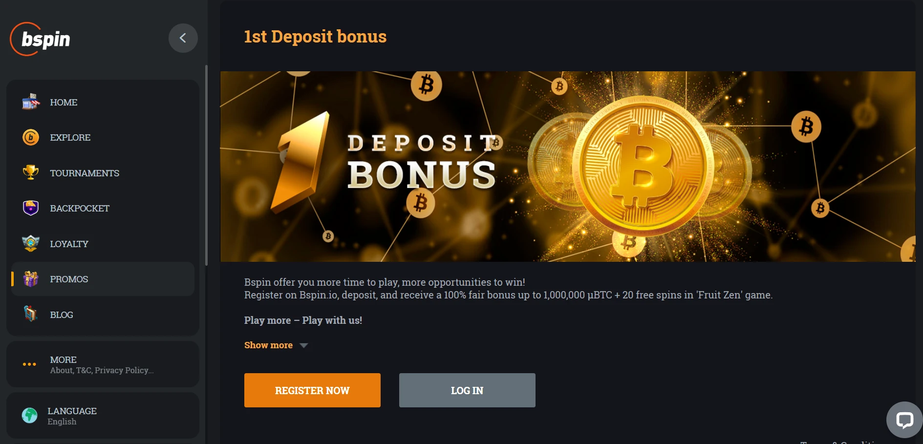 Bspin.io Casino Screenshot