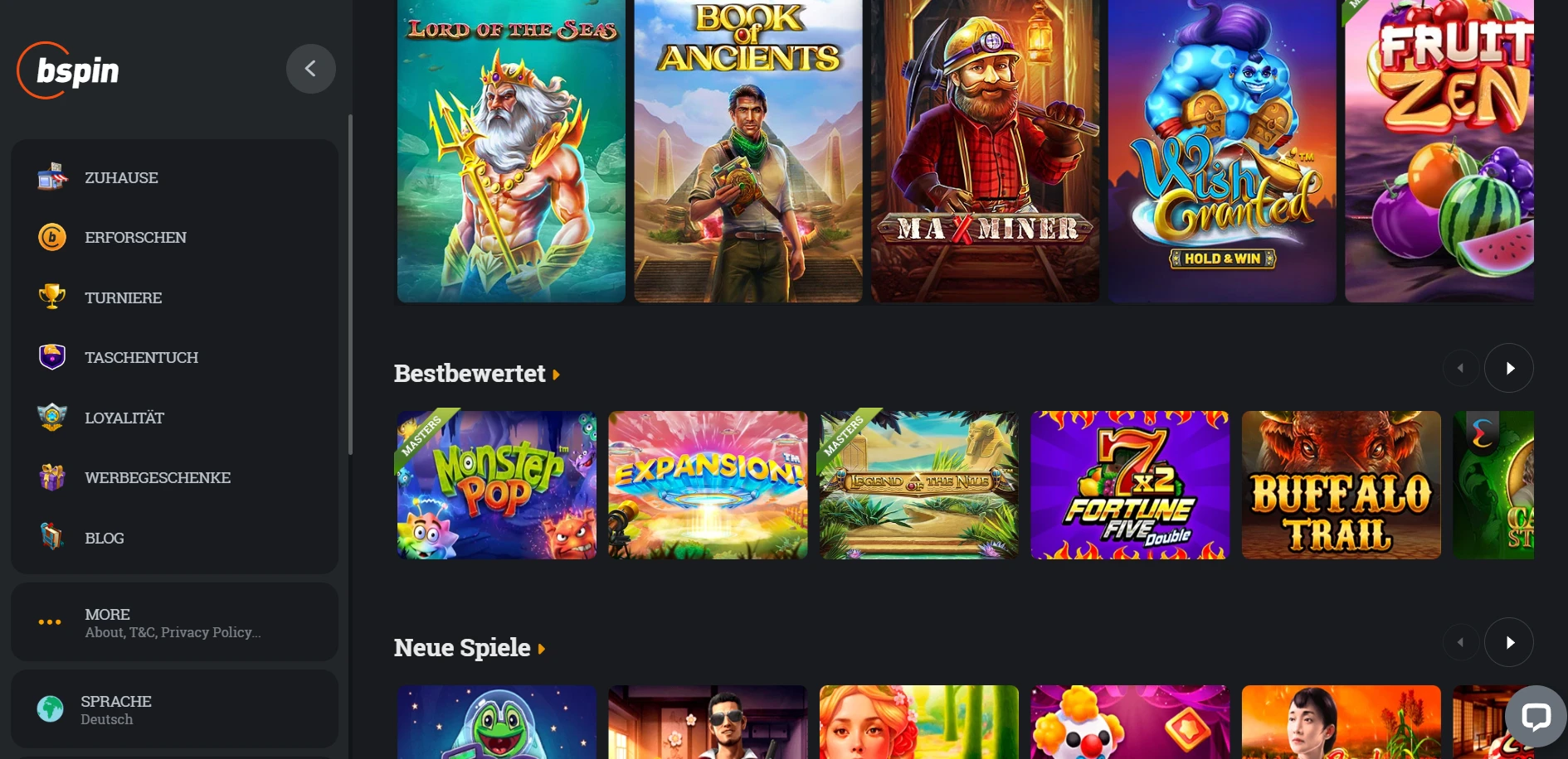 Bspin.io Casino Screenshot