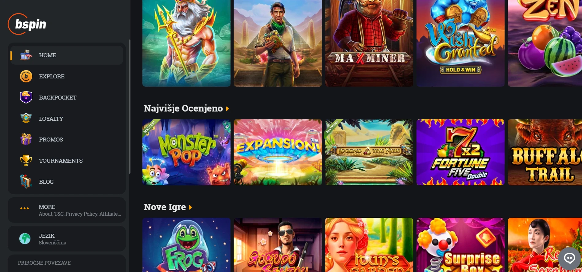 Bspin.io Casino Screenshot